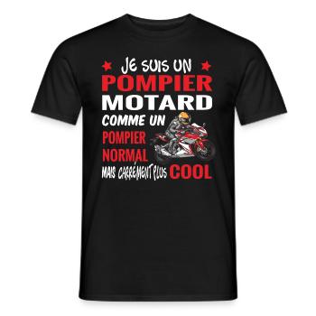Pompier motard cool. Passion moto armée cadeau - T-shirt homme - noir - Devant - AI Model Male 178 light (178cm)