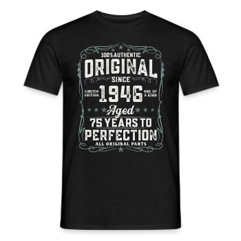 Millésime 1946 Vintage 75 anniversaire cadeau - T-shirt homme - noir - Devant - AI Model Male 178 light (178cm)