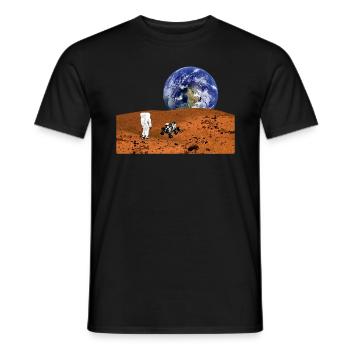 vue de la lune sur la terre avec astronaut rover - T-shirt homme - noir - Devant - AI Model Male 178 light (178cm)