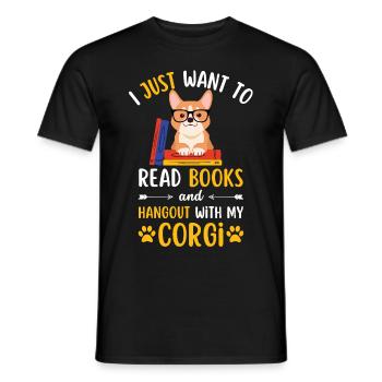 Sweet Welsh Corgi Book Livres kawaii - T-shirt homme - noir - Devant - AI Model Male 178 light (178cm)