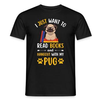 Süßer Mops Buch Bücher kawaii - Männer T-Shirt - Schwarz - Vorne - AI Model Male 178 light (178cm)
