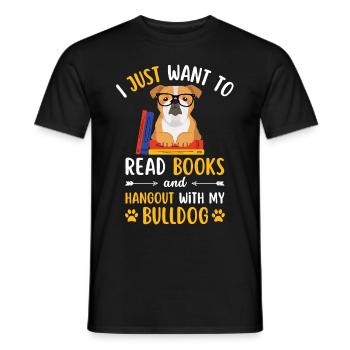 Cute Bulldog Book Books kawaii - Men's T-Shirt - black - Front - AI Model Male 178 light (178cm)