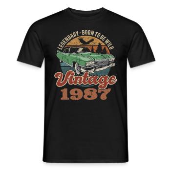 Vintage rétro 1987 anniversaire 1987 - T-shirt homme - noir - Devant - AI Model Male 178 light (178cm)