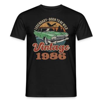 Vintage rétro 1986 anniversaire 1986 - T-shirt homme - noir - Devant - AI Model Male 178 light (178cm)