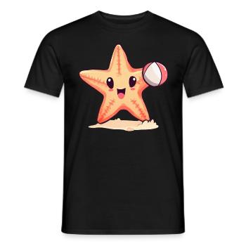 Seestern spielt Volleyball - Männer T-Shirt - Schwarz - Vorne - AI Model Male 178 light (178cm)