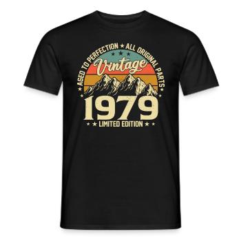 Aged to Perfection 1979 45th Anniversary Vintage - Men's T-Shirt - black - Front - AI Model Male 178 light (178cm)