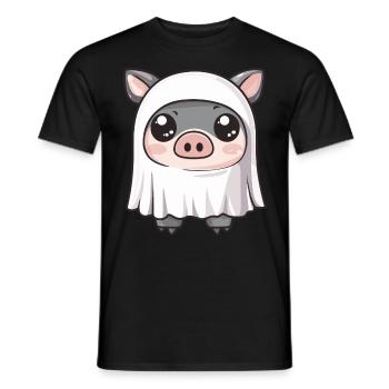 Schwein HalloweenGeist Wildschwein - Männer T-Shirt - Schwarz - Vorne - AI Model Male 178 light (178cm)