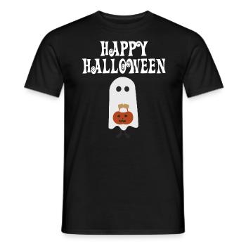 Happy halloween ghost pumpkin lantern funny scary - Men's T-Shirt - black - Front - AI Model Male 178 light (178cm)