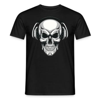 Crâne avec des écouteurs - T-shirt homme - noir - Devant - AI Model Male 178 light (178cm)