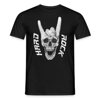 Hard Rock Musik Totenkopf Teufelshörner-Zeichen - Männer T-Shirt - Schwarz - Vorne - AI Model Male 178 light (178cm)
