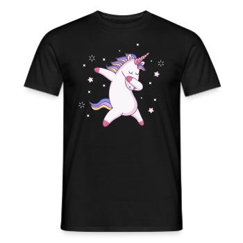 Licorne Dab dessin animé dessin animal motif de licorne - T-shirt homme - noir - Devant - AI Model Male 178 light (178cm)