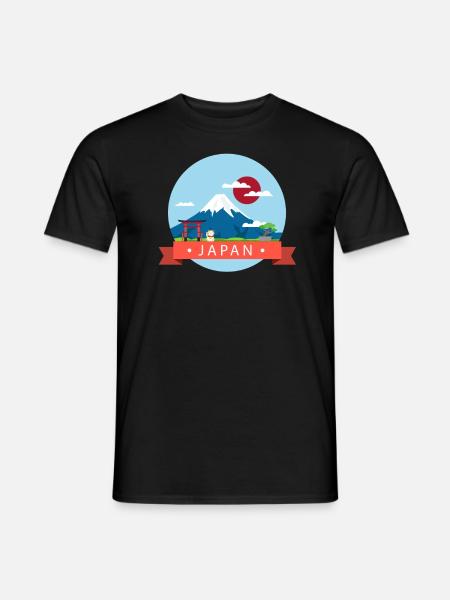 Japan Fuji japanisch Cartoon Japaner Asien Motiv - Männer T-Shirt - Schwarz
