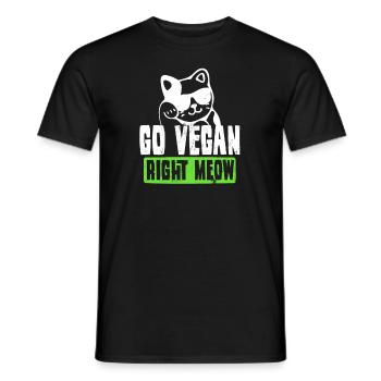Vegane Katze gehen veganes rechtes Meow Geschenk - Männer T-Shirt - Schwarz - Vorne - AI Model Male 178 light (178cm)