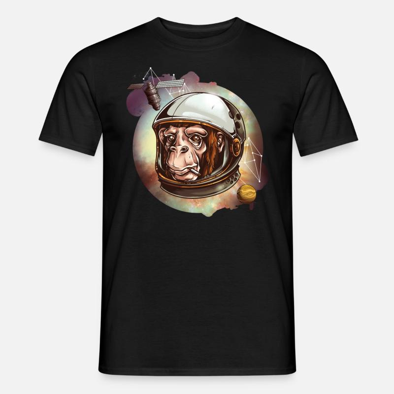 Spacemonkey smoking - Männer T-Shirt - Schwarz