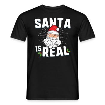 Santa Is Real Funny Christmas TShirt Xmas Family - Men's T-Shirt - black - Front - AI Model Male 178 light (178cm)