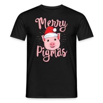 Merry Pigmas Pig Christmas TShirt Women Farmers - Men's T-Shirt - black - Front - AI Model Male 178 light (178cm)