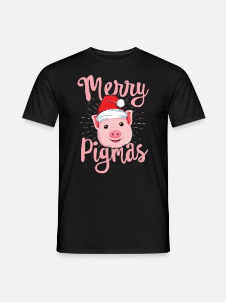 Merry Pigmas Pig Christmas TShirt Women Farmers - Men's T-Shirt - black
