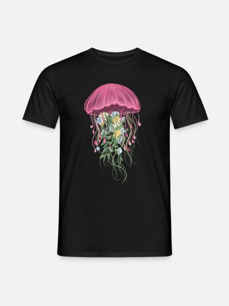 Qualle Aquarell - Männer T-Shirt - Schwarz