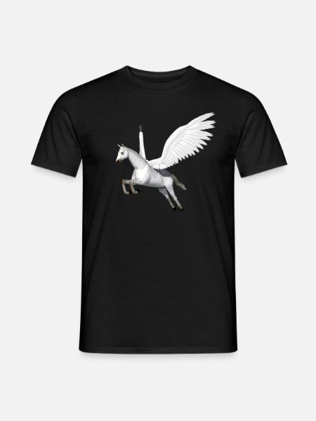 Pegasus, Horse, Flying Horse, Horse with Wing - Men's T-Shirt - black