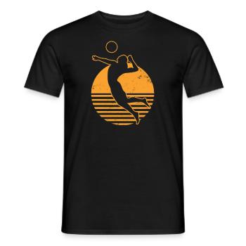 Spieltag-Volleyball-Weinlese-Retro- Sonnenuntergang-Geschenk - Männer T-Shirt - Schwarz - Vorne - AI Model Male 178 light (178cm)