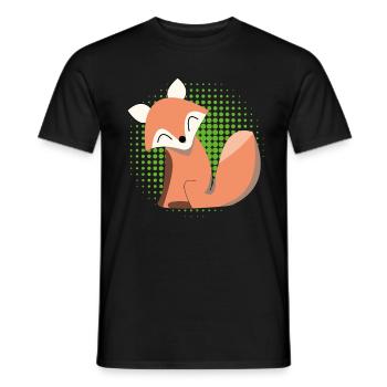 Gluecklicher Fuchs mit gruenen Halftone Geschenk - Männer T-Shirt - Schwarz - Vorne - AI Model Male 178 light (178cm)