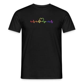 Cadet LGBT Heartbeat Gay Pride Rainbow CSD - T-shirt homme - noir - Devant - AI Model Male 178 light (178cm)