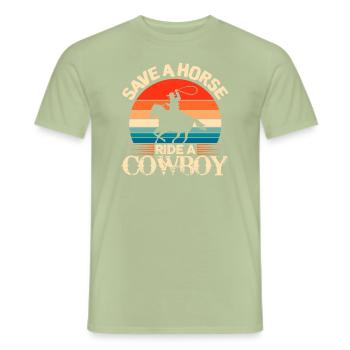 Cowboy - Männer T-Shirt - Sage - Vorne - AI Model Male 178 light (178cm)
