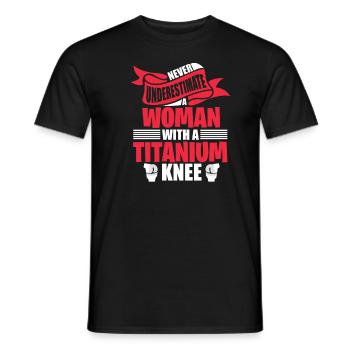 Knee surgery grandma grandmother titanium OP patient - Men's T-Shirt - black - Front - AI Model Male 178 light (178cm)