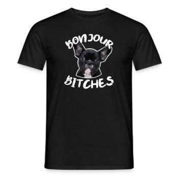French bulldog - Men's T-Shirt - black - Front - AI Model Male 178 light (178cm)