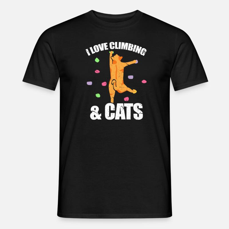 Climber bouldering climber climbing cat - Men's T-Shirt - black