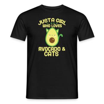Avocado Vegan Veganer Gesund Katzen Geschenk - Männer T-Shirt - Schwarz - Vorne - AI Model Male 178 light (178cm)
