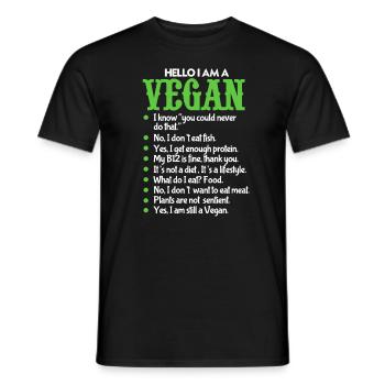 végétalien - T-shirt homme - noir - Devant - AI Model Male 178 light (178cm)