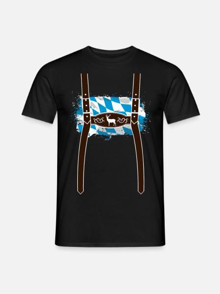 Lederhose & Bayern Flagge - Männer T-Shirt - Schwarz