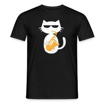 Chat saxophone - T-shirt homme - noir - Devant - AI Model Male 178 light (178cm)