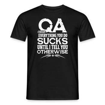 QA programmer code coder informatics gift - Men's T-Shirt - black - Front - AI Model Male 178 light (178cm)