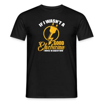 Electrician Electricity Electrics Electronics Gift - Men's T-Shirt - black - Front - AI Model Male 178 light (178cm)