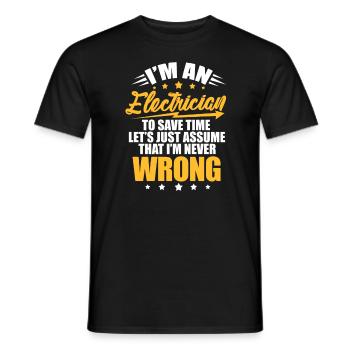 Electrician electricity electrics artisan gift - Men's T-Shirt - black - Front - AI Model Male 178 light (178cm)