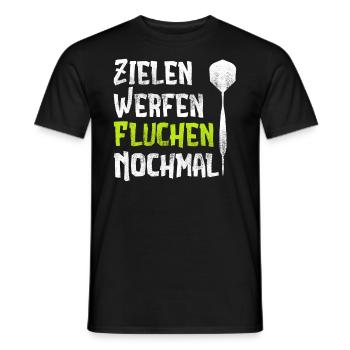 Zielen Werfen Fluchen Nochmal Lustiges Dart - Männer T-Shirt - Schwarz - Vorne - AI Model Male 178 light (178cm)