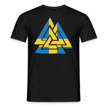 Drapeau suédois avec Valknut, symbole d'Odin - T-shirt homme - noir - Devant - AI Model Male 178 light (178cm)