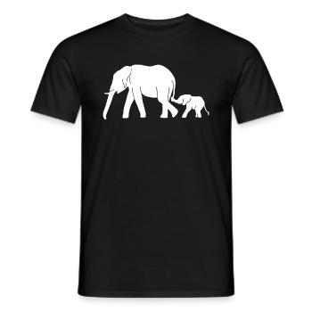 Grown And Baby Elephant Funny Graphic Animal Lover - Men's T-Shirt - black - Front - AI Model Male 178 light (178cm)
