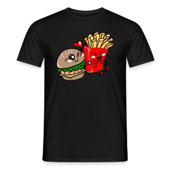 Burger et frites aiment l'idée de cadeau mignon - T-shirt homme - noir - Devant - AI Model Male 178 light (178cm)