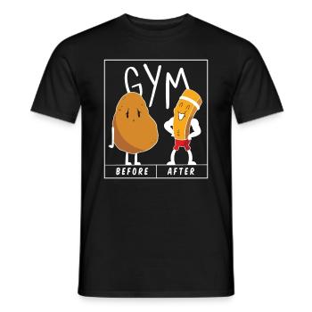 Potato Gym Before After GYM Shirt Gift Idea - Männer T-Shirt - Schwarz - Vorne - AI Model Male 178 light (178cm)