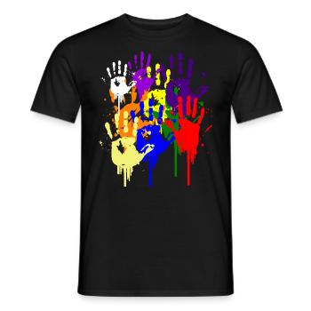 Paint Hand Blob Colorful Painter Gift Imprint Cool - Men's T-Shirt - black - Front - AI Model Male 178 light (178cm)