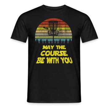 Frisbees Shirt Gift May The Course Be With You - Men's T-Shirt - black - Front - AI Model Male 178 light (178cm)