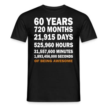 60 Years - Men's T-Shirt - black - Front - AI Model Male 178 light (178cm)