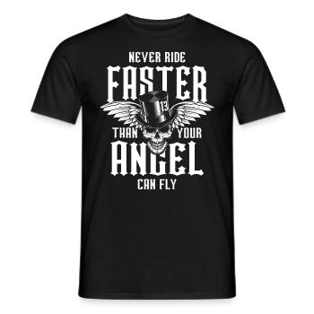 Saying Biker Skull Angel wings - Men's T-Shirt - black - Front - AI Model Male 178 light (178cm)