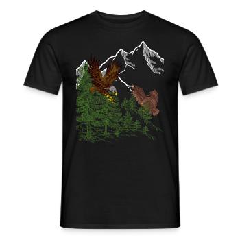 Eagle imprint predator bird eagle motif mountain - Men's T-Shirt - black - Front - AI Model Male 178 light (178cm)