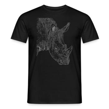 rhinocéros Afrique animal motif animal motif visage animal - T-shirt homme - noir - Devant - AI Model Male 178 light (178cm)