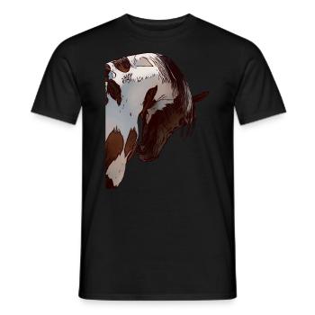 Horse Animal Motif Animal Face Animal Ladies Kids - Men's T-Shirt - black - Front - AI Model Male 178 light (178cm)