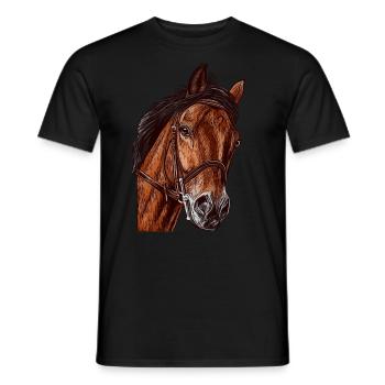 Fille cheval motif animal motif animal visage - T-shirt homme - noir - Devant - AI Model Male 178 light (178cm)